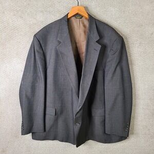 John Weitz Levis Jacket Mens 60L Brown Blue Check Blazer 2 Button Suit Coat